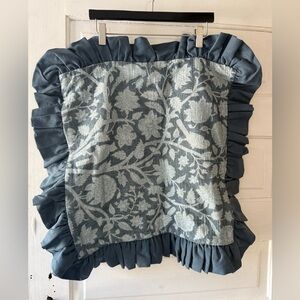 Chris Loves Julia x Loloi Kathleen Collection 18"x18" Blue Ruffled Pillow Cover